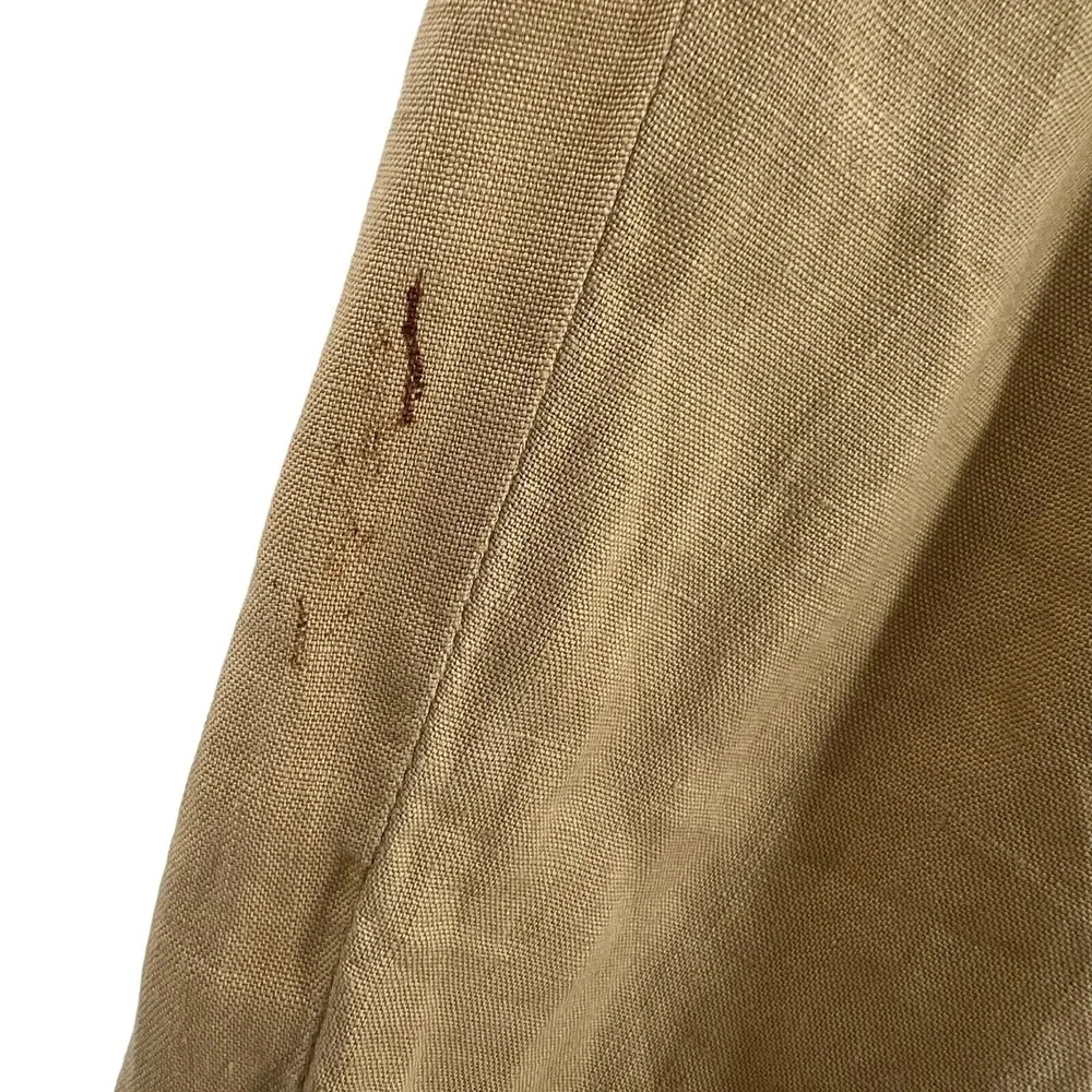 Gucci A-Line Skirt Tan‎ Pleated Midi Linen Back Buckle 46(IT) 10(US) SEE NOTES